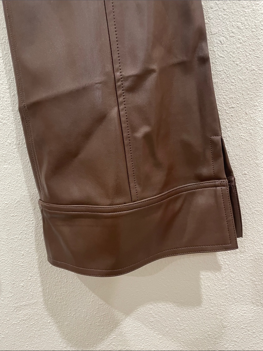 NWT Free People Glow Up Faux Leather Pants Brown Flare Retro Boho Size 8 - Picture 7 of 9